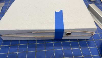 Place the core and sheeting assy into the schucks and tape the ends to keep everything from moving around.