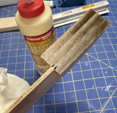 Apply glue to both the tip block and foam wing.  Align the marks on the TE to the TE of the wing.  PRIOR to gluing ensure the tip block and foam core are square and sand as necessary.