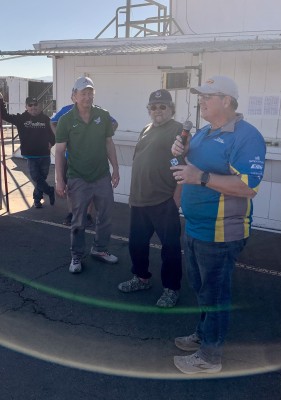 Dan Kane and Bob Smith inducting Larry Leonard into the NMPRA Hall of Fame. Larry and Bob have been friends since the beginning of Pylon and Larry is the man who got Bob Smith into his first Pylon Race. Congratulations Larry!